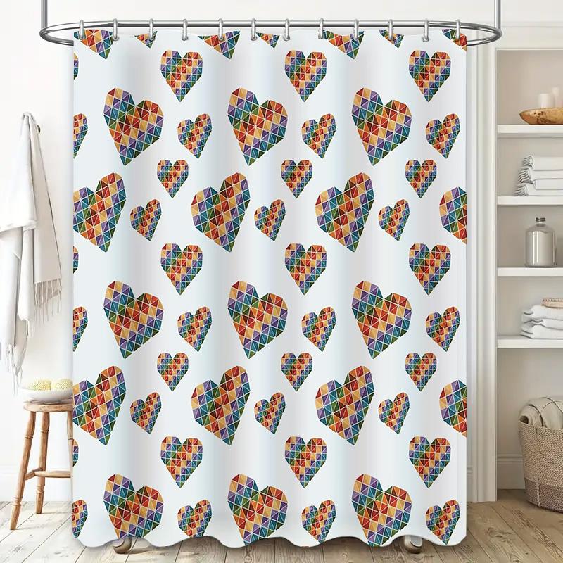 Shower Curtain Floral Heart Pattern Waterproof Bathroom Decor Vintage Romantic Nature Home Textile Art Hanging