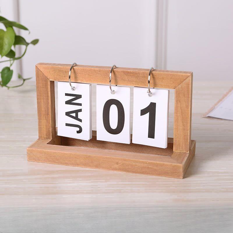 1pc Wooden Calendar,Yearly Desk Calendar Decoration, DIY Wooden Calendar, Creative Year-Round Decoration for Home and Office