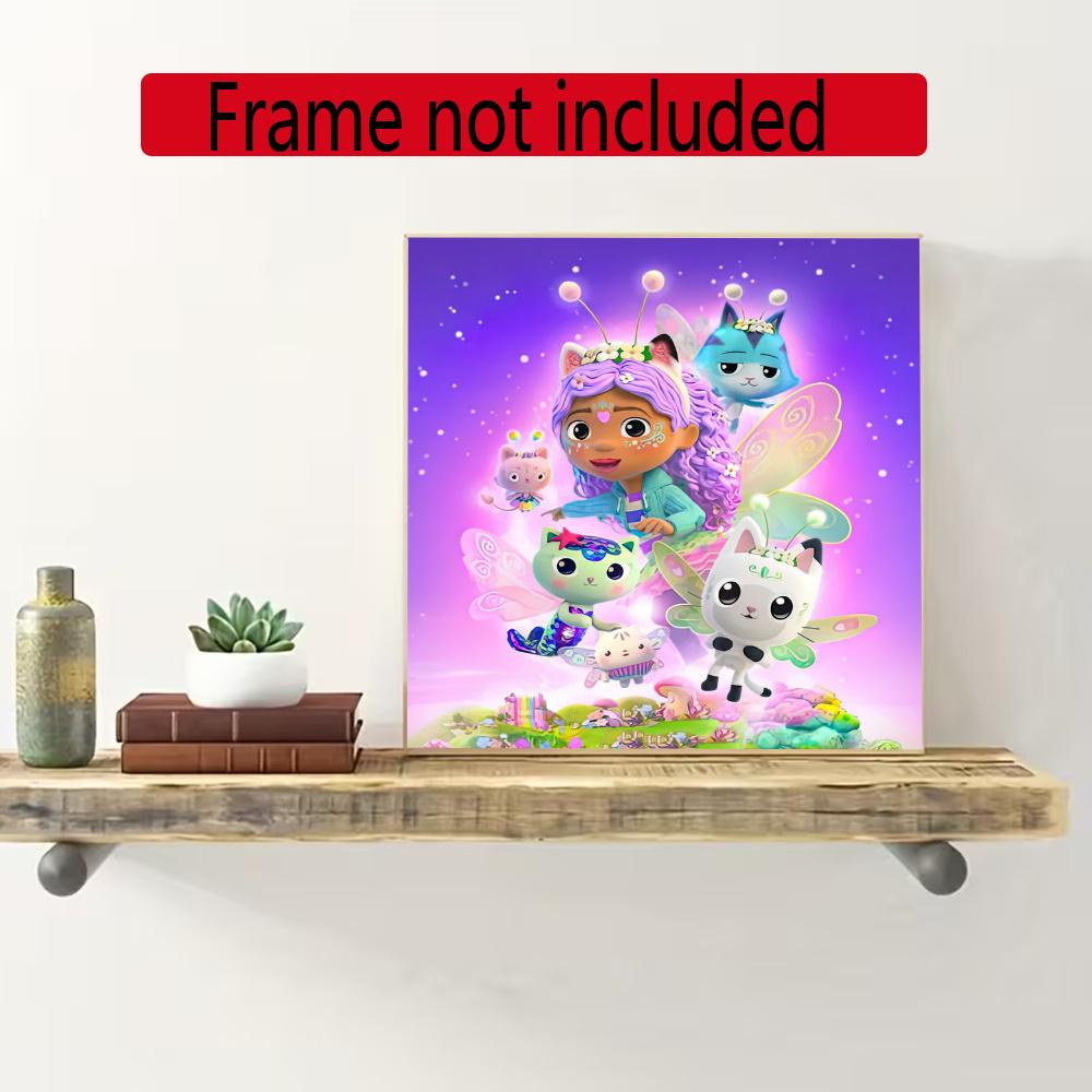 Cartoon Cute Gabbys Diamond Painting Round Diamond Mosaic Rhinestones Diamond Embroidery Craft Kit Wall Decor Without Frame