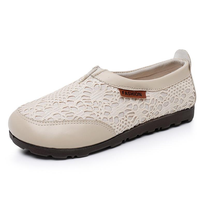 Women's Shoes Spring and Autumn New Breathable One-pedal Fisherman Shoes Soft Sole Comfortable Lace Fashionable Versatile Women's Single Shoes White