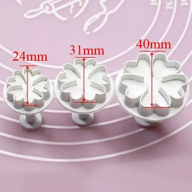 3Pcs Baking Convenience Tools Primrose Flower Plunger Cutters Fondant Cake Decorating Accessories Supplies Cake Tools