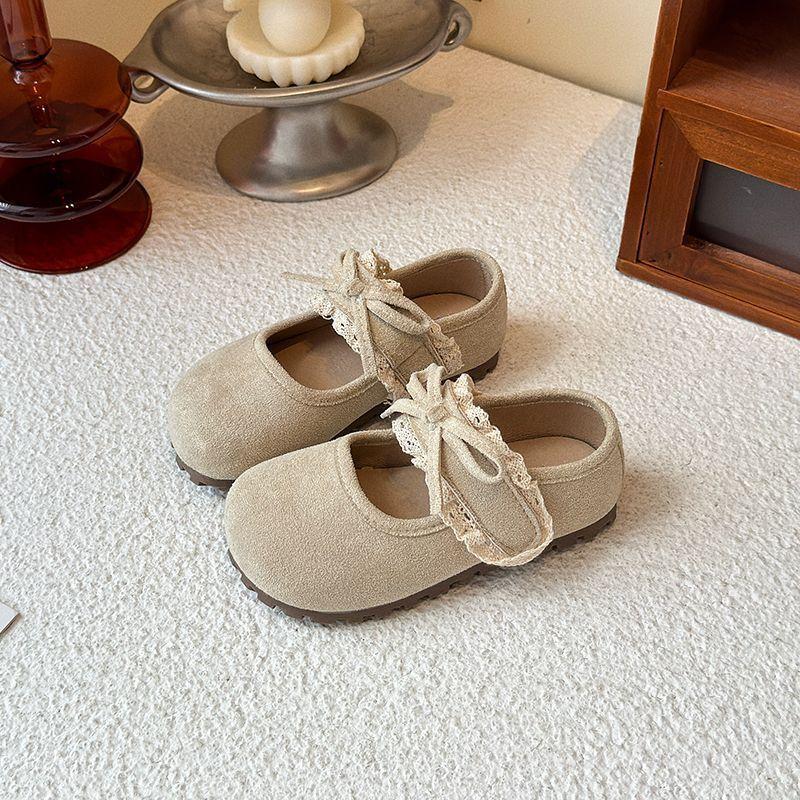 Children's 2025 Spring and Autumn Low Heel Single Shoes Girls' Fashion Academy Versatile Style Solid Color Lace Edge Non-slip Soft Sole Women's