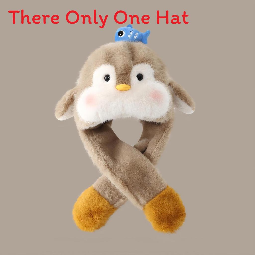 Penguin Baby Hat With Moving Ears Warm Plush Winter Kids Headgear For Children
