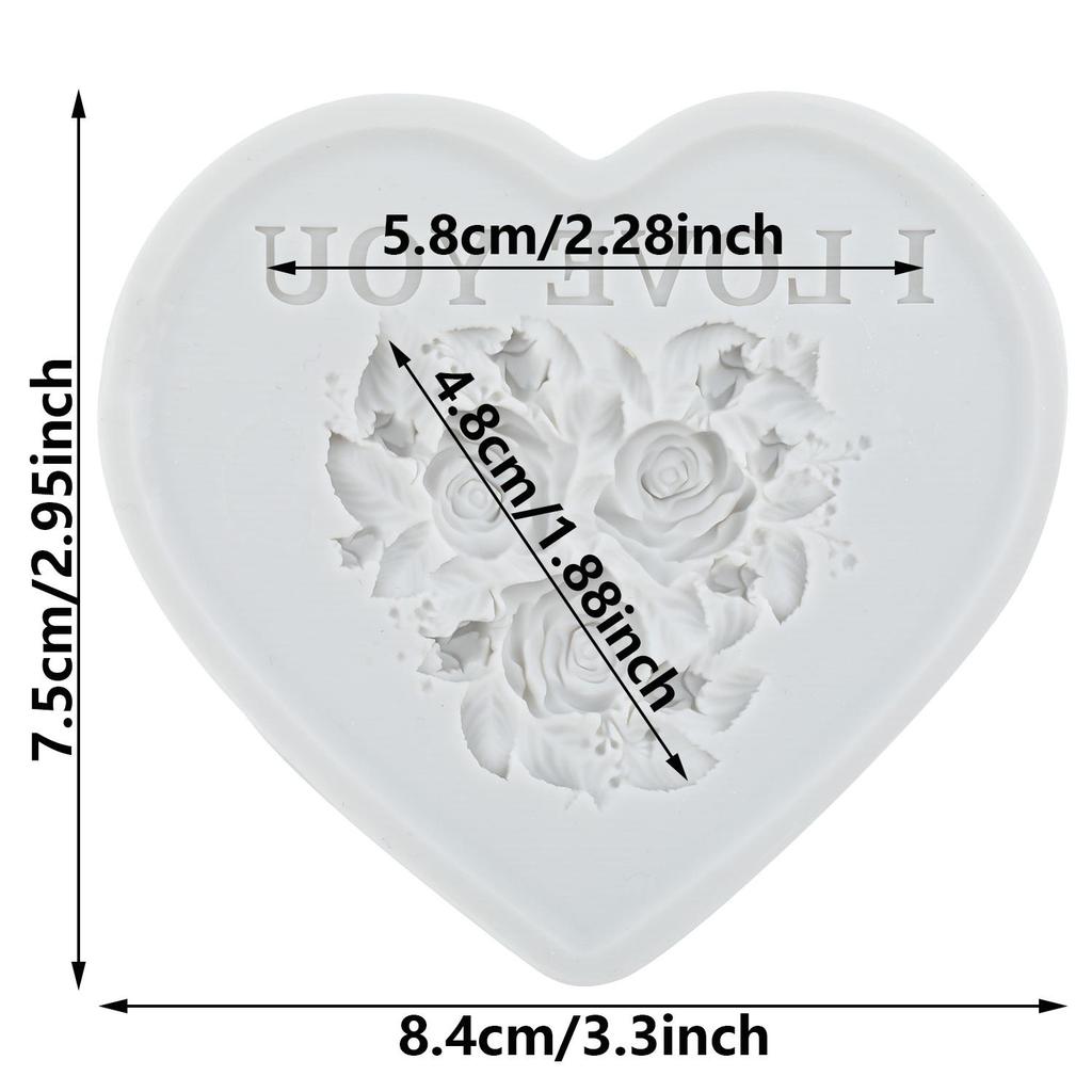 Heart Silicone Molds Love Heart Rose Flower Fondant Mold Relief Flower Mold Cake Decorating Tools Cupcake Topper Candy Chocolate Gumpaste Mold
