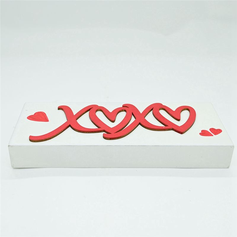 A20F-Happy Valentines Day Decorations, Kiss Valentines Sign, 2 Pieces Wooden Block Set, Valentine's Day Decor