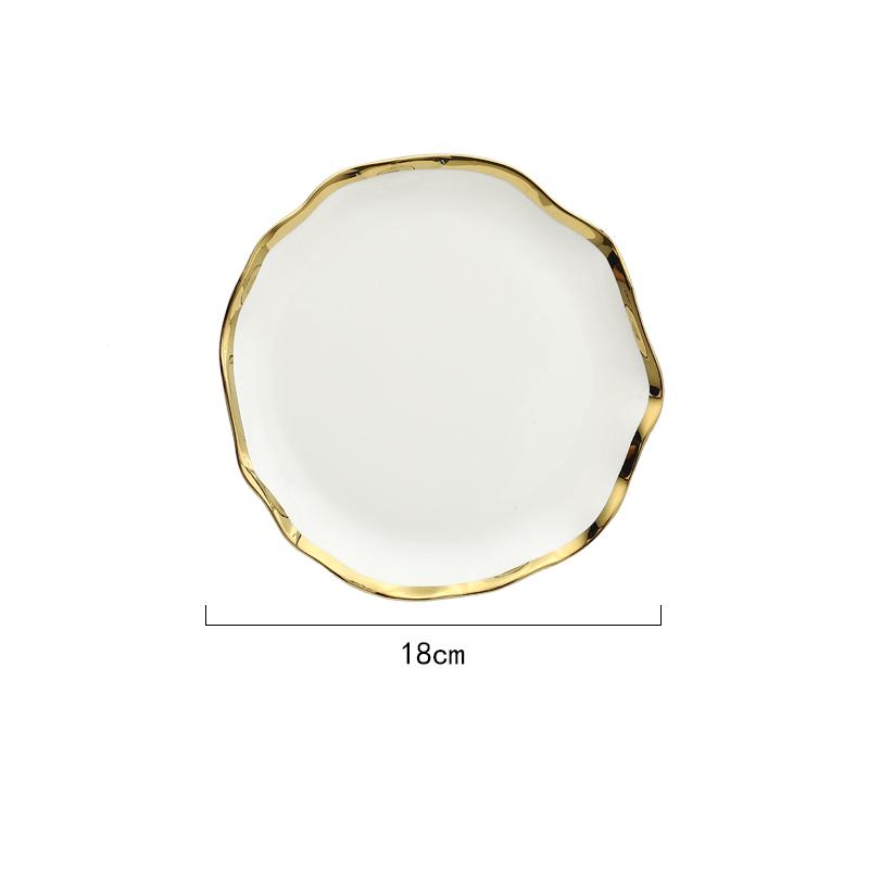 Nordic Golden Stroke Ceramic Plate Light Luxury Black White Pasta Steak Dinner Plates Dessert Dishes Soup Bowls Home Tableware