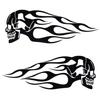2Pcs Universal Motorcycle Gas Fuel Oil Tank Skull Flame Badge Decal Sticker