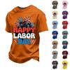 Men's Loose Fit Casual Short Sleeve T Shirt Labor Day Graphic Print Crew Neck Cotton Blend Top for Everyday Wear