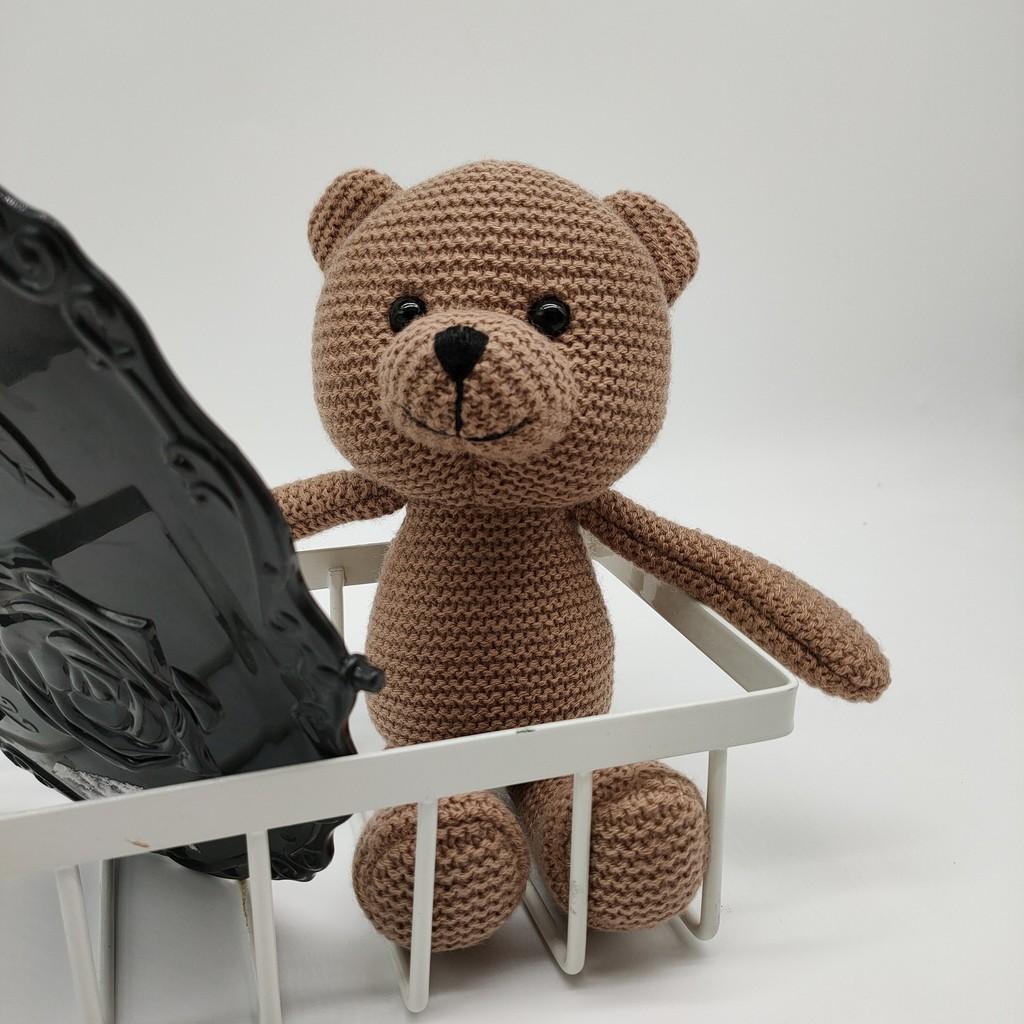 Children Knit Handmade Bear Soft Plush Animal Toy Playroom Decor Birthday Gift