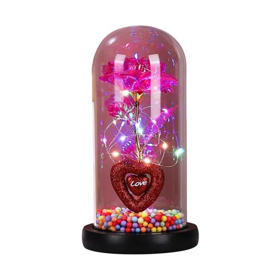 Ewige Rose Geschenk für Frauen Mama Ehefrau Leuchtende Ewige Rose Blume in Glasglocke Romantisches Geschenk für Hochzeiten Valentinstag Jahrestag