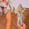 Pointed Toe Shallow Mouth Flat Shoes New Outside Wear Bow Summer Wear-resistant Wrapped Head Soft-soled Slippers