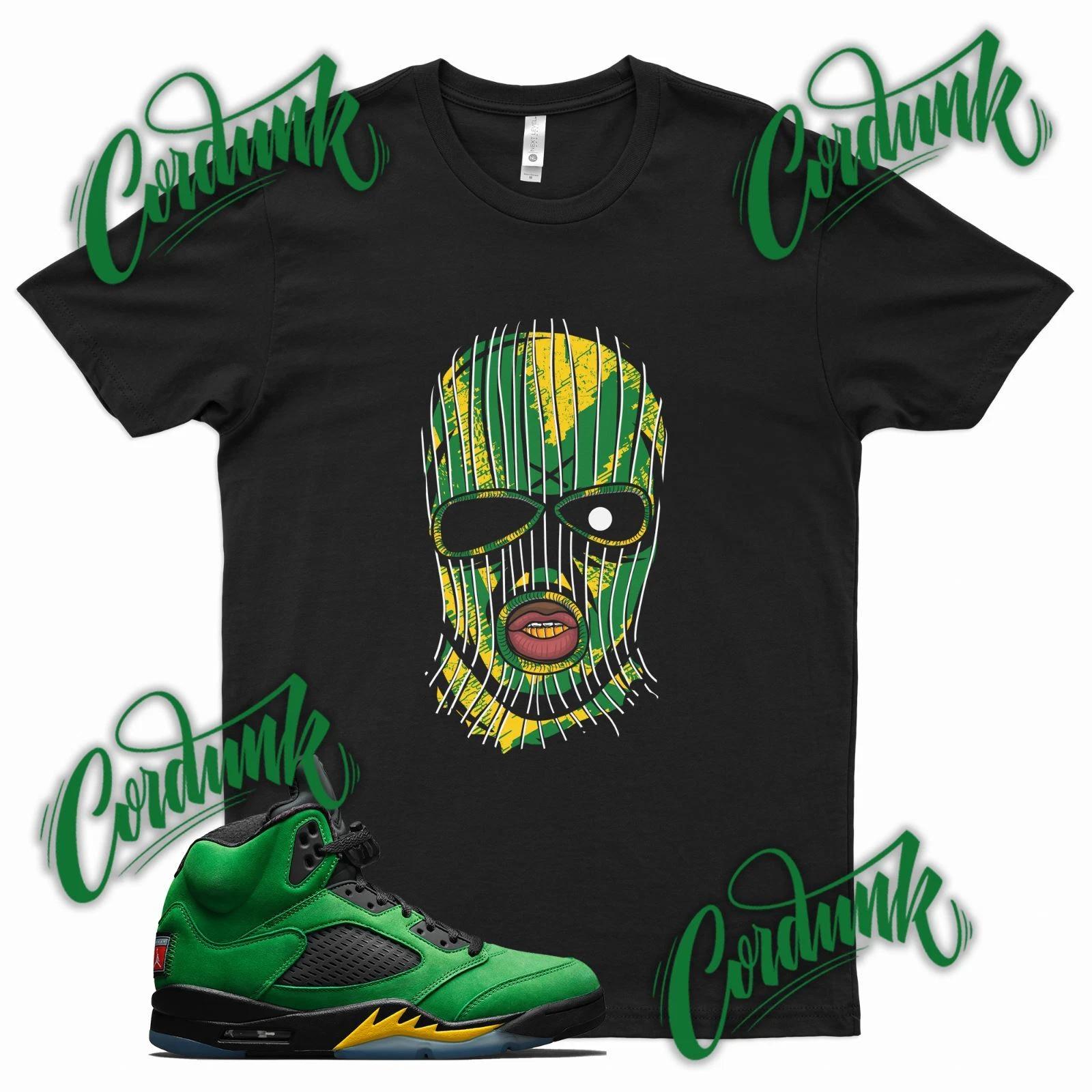 Black SKI MASK T Shirt for J1 5 Oregon Ducks Apple Green Elevate Yellow 4XL