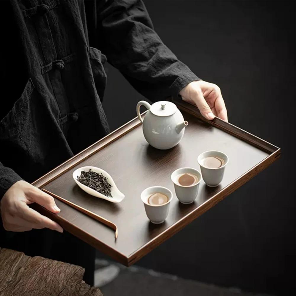 Smooth Surface Tea Set Serving Tray Bamboo Brunch Tray Household Hotel Dinner Plate Afternoon Tea