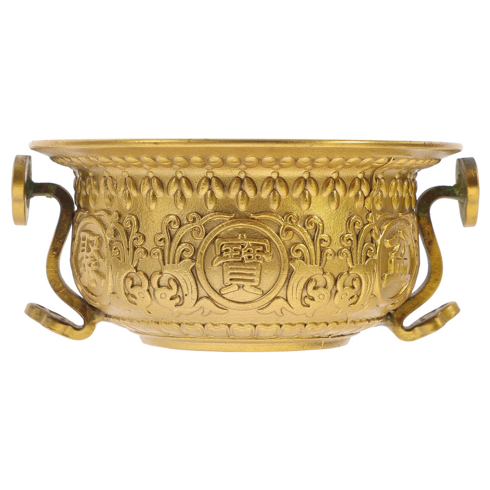 

1Pcs Copper Cornucopia Ornament Exquisite Carved Brass Treasure Bowl Desktop Decoration Home Office Festival Gift Temple China Mainland