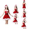 Roter Samt Damen Weihnachtskostüm Mit Weichem Nikolauskleid Und Hut