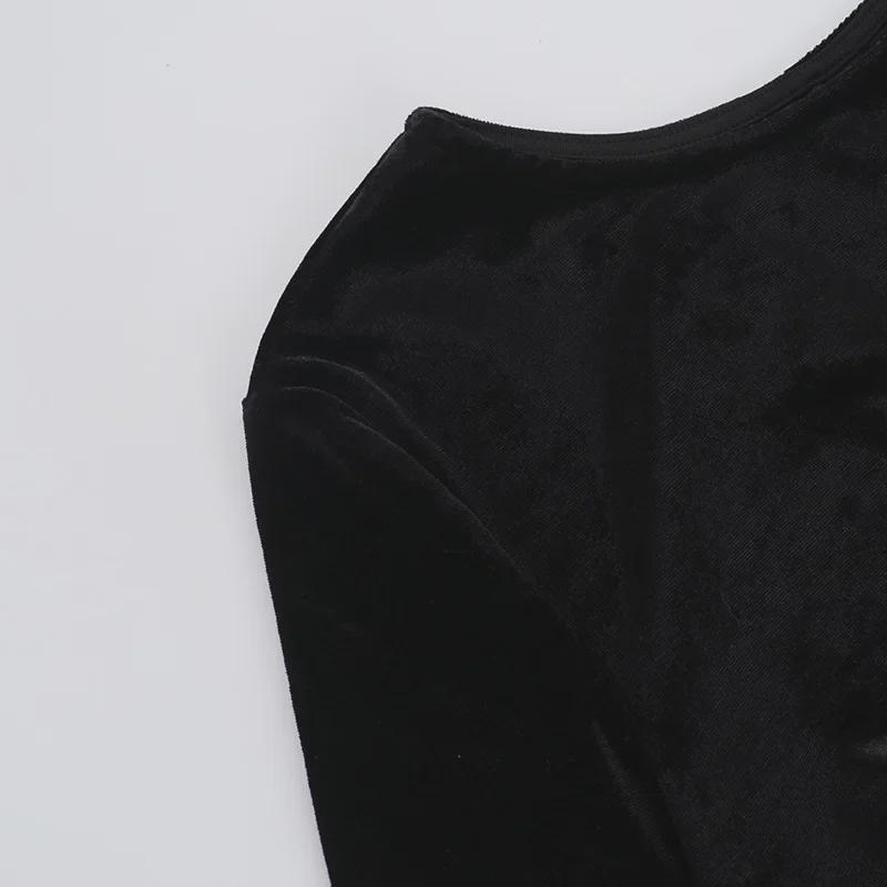 2024 Podzimní Evropské a Americké Dámské Sametové Šaty: Stylový dlouhý rukáv, kulatý výstřih s plisovaným lemem