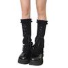 Winter Warm Knitted Leg Warmers Women Lolitas Harajuku Leg Covers Bowknot Flared Ruffle Trim Knee Highs Socks Leg Sleeves