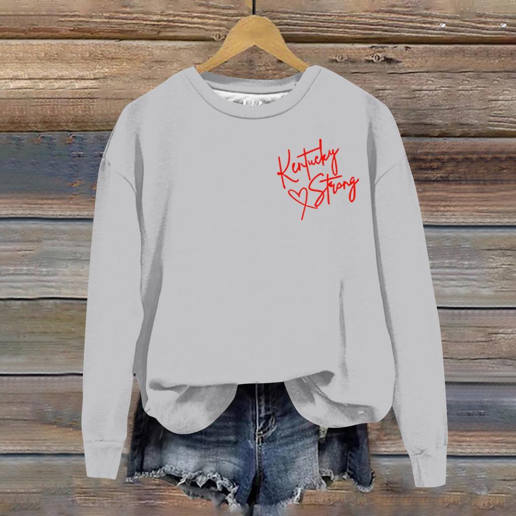 Women's Printed Round Neck Long Sleeved Loose Fitting Long Sleeved Casual Long Sleeved Top Hoodie