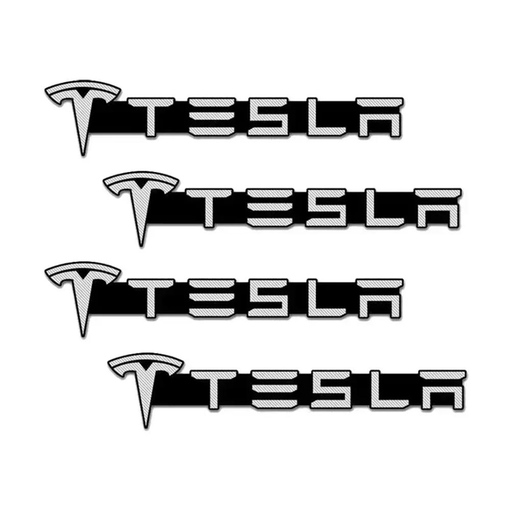 

4pcs Tesla Car Audio Speaker Stickers Metallic T Logo Emblem Decals for All Tesla Models Interior Decor Traceless Adhesive
