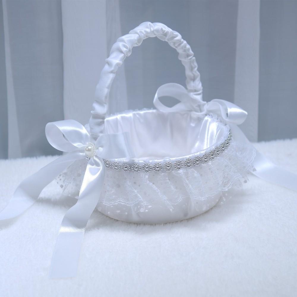 Cesto da Sposa in Tessuto Cesto Fiorito in Pizzo Bianco Cesto Fiorito Matrimonio Vintage Cerimonia Nuziale
