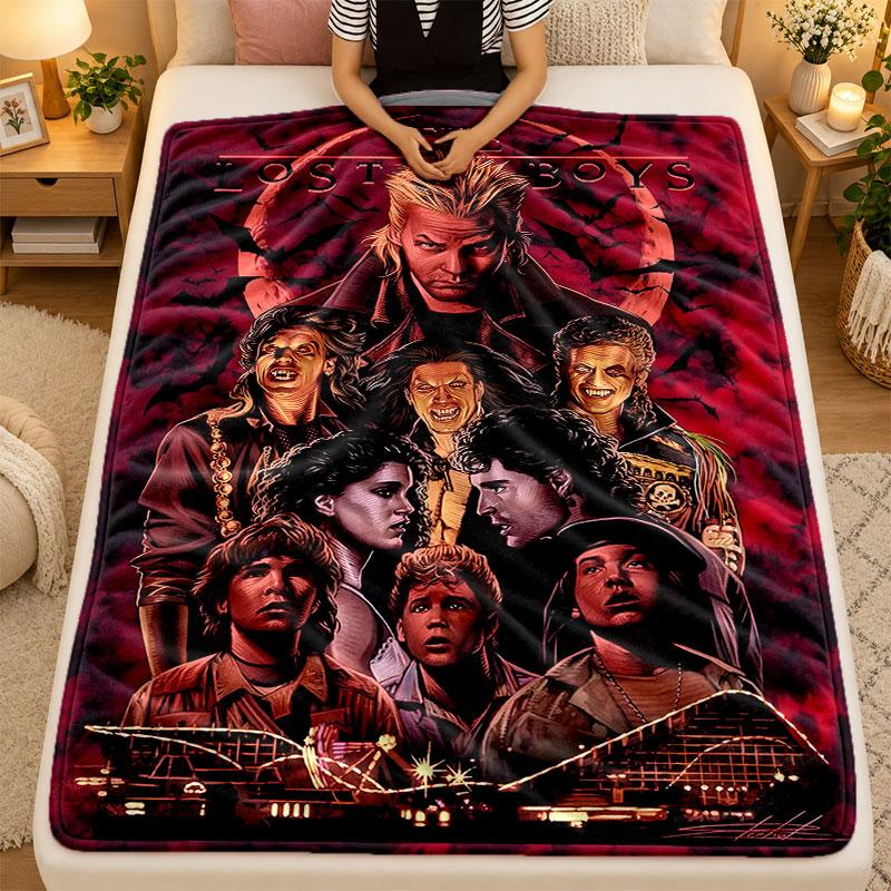 Flannel BlanketThe Lost Boys Warm Soft Throw Blanket for Indoor Sofa Bed Living Room Use