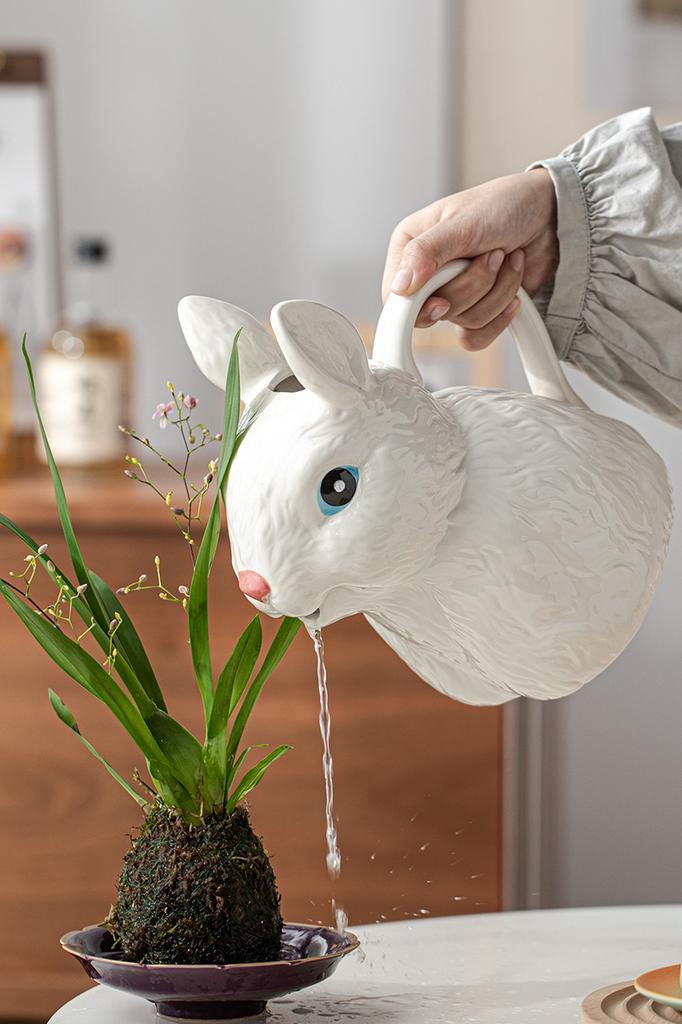 BRKeramische Vaas Schattig Konijn Gieter Hydroponische Bloempot Woonkamer Bureau Vazen voor Bloemen Keramiek WoondecoratieEY