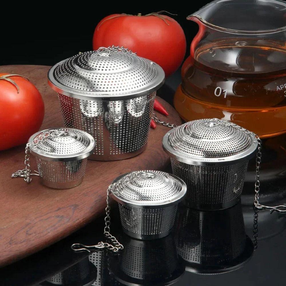 Fine Mesh Stainless Steel Tea Infuser Extended Chain Loose Tea Separation Basket Spices