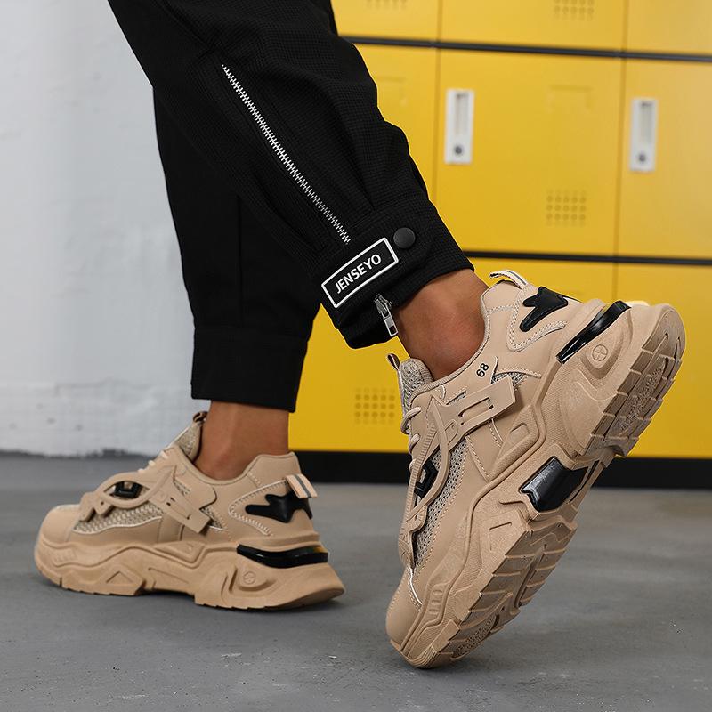 2025 Men's Trendy White Sneakers: Casual Running Shoes with Thick Soles for Teens & Students