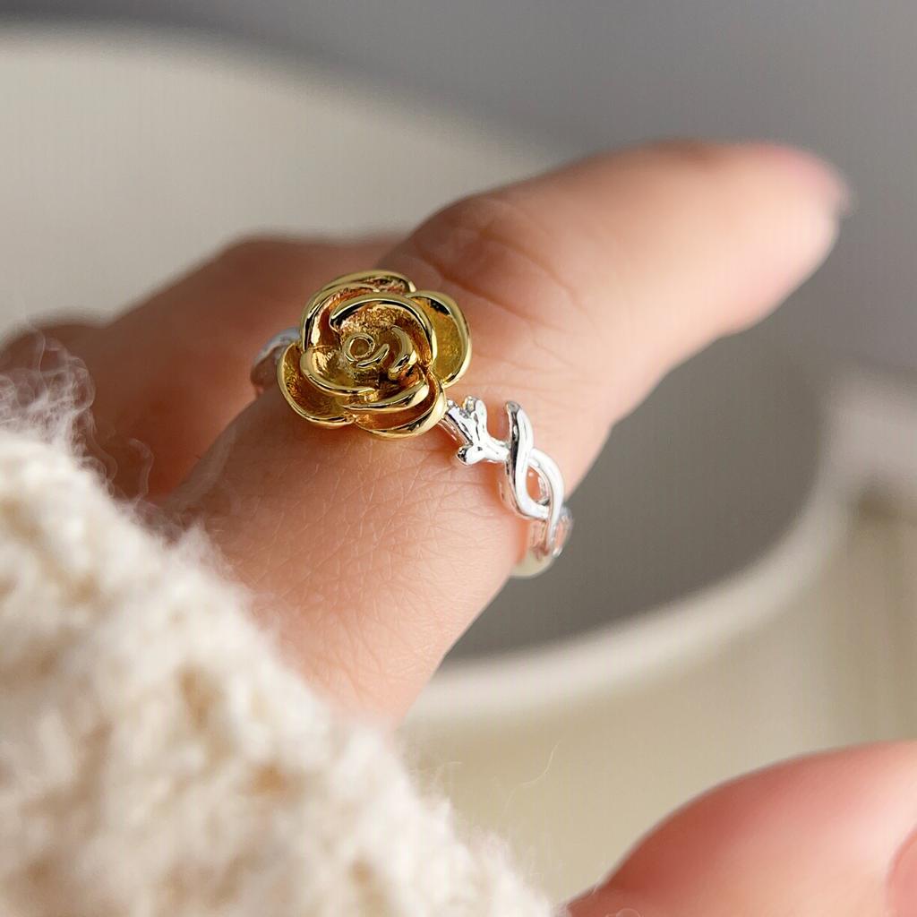 Xiaomi 925 Sterling Silver Rings for Women Couple Minimalist Handmade Gold Flower Ring Fine Jewelry Gift Prevent Allergy