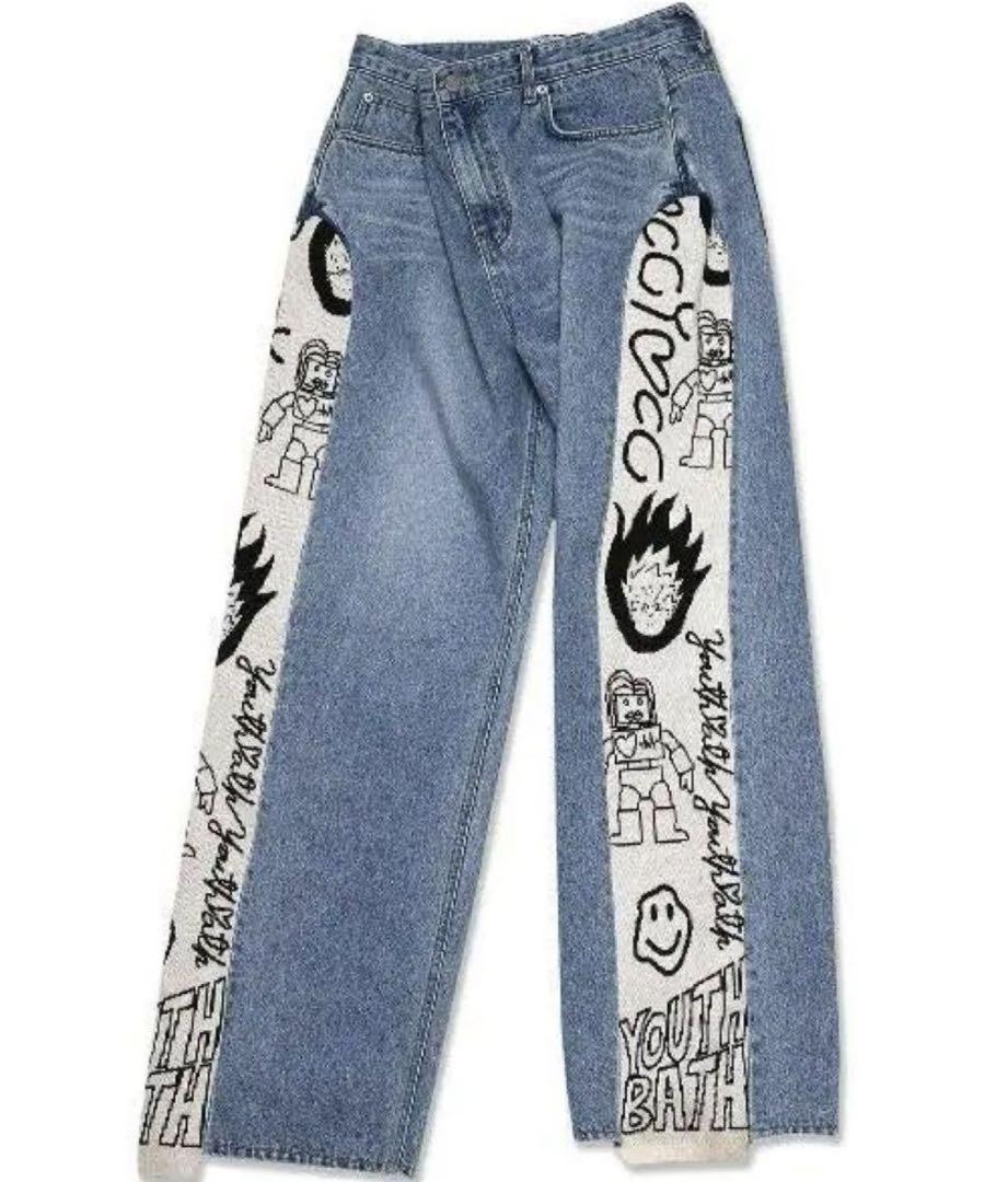 

[Б/У] Носила Юнджин джинсы из денима с трикотажной отделкой youthbath