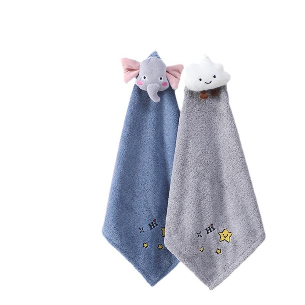 New Cartoon Animal Hanging Hand Towel Coral Velvet Thickening Wiping Towel Quick Dry Absorbent Towel Children