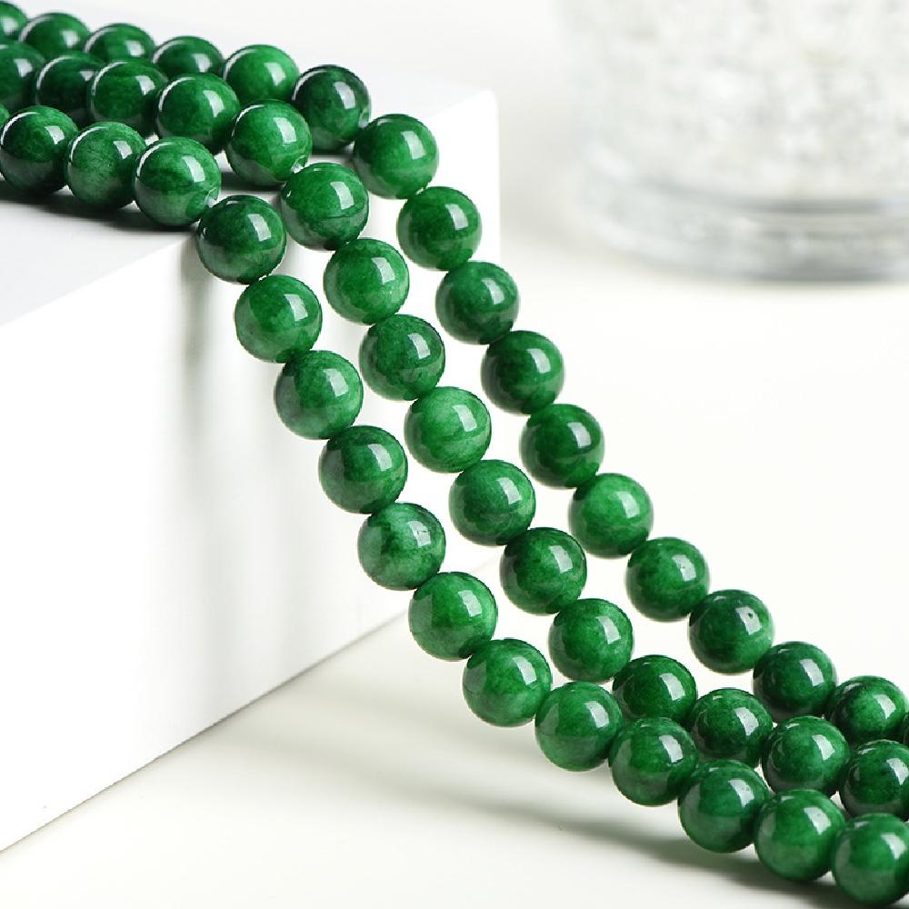 Smog Jades Chalcedony Natural Green Stone 15" Smooth Loose Spacer Beads 4681012mm For Jewelry Making Diy Bracelets Charms Accessories