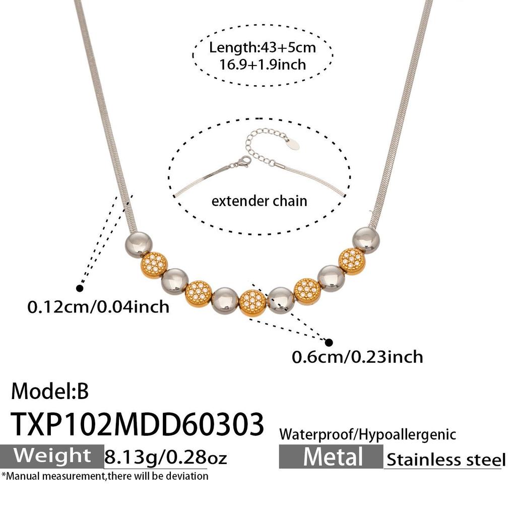 European & American Fashion Star Zirconium Necklace & Bracelet Set - Color-block Stainless Steel Jewelry