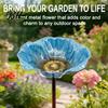 Bee Watering Station Metal Flower Yard Stake Handmade Ground Insert Bird Butterfly Water Bath Feeder Drinking Bowl Outdoor Decor for Garden Lawn