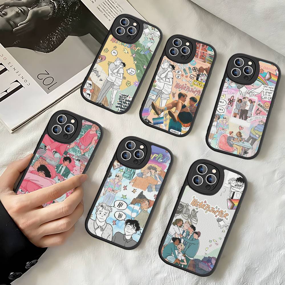 Love Heartstopper Cute Leather Phone Case For IPhone 16 14 15 Pro Plus 13 12 11 Pro Max Silicone Cover