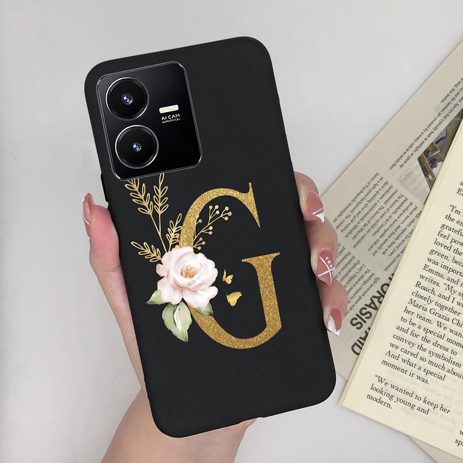 Flower Letters Case For Vivo Y22 2022 Y22S Matte Silicon Soft TPU Back Phone Cover For VivoY22 Y 22 22S Case Funda Bumper Shell