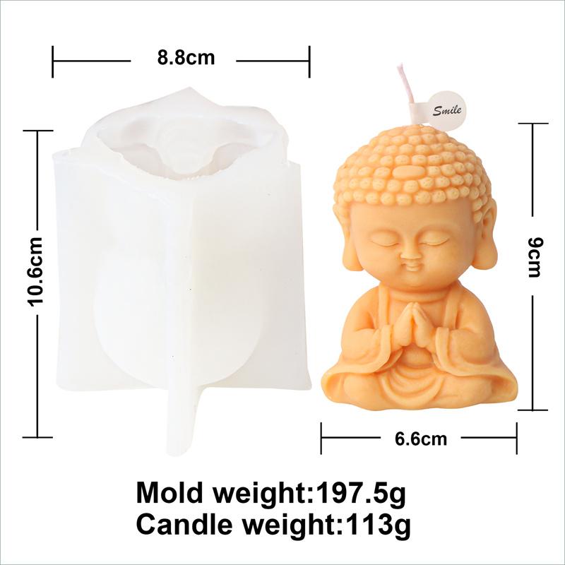 Mini Cartoon Monk Candle Silicone Mold 3D Buddha Statue Gypsum Form Concrete Resin Moluds DIY Religion Temple Buddha Home Decor