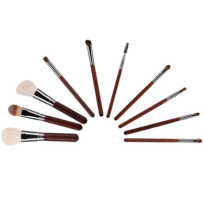 10 Pcs Luxury Chocolate SpotSale Makeup Brush Set Professional Goat Hair Fluffy Facial Brush Private Label Kit  Factory