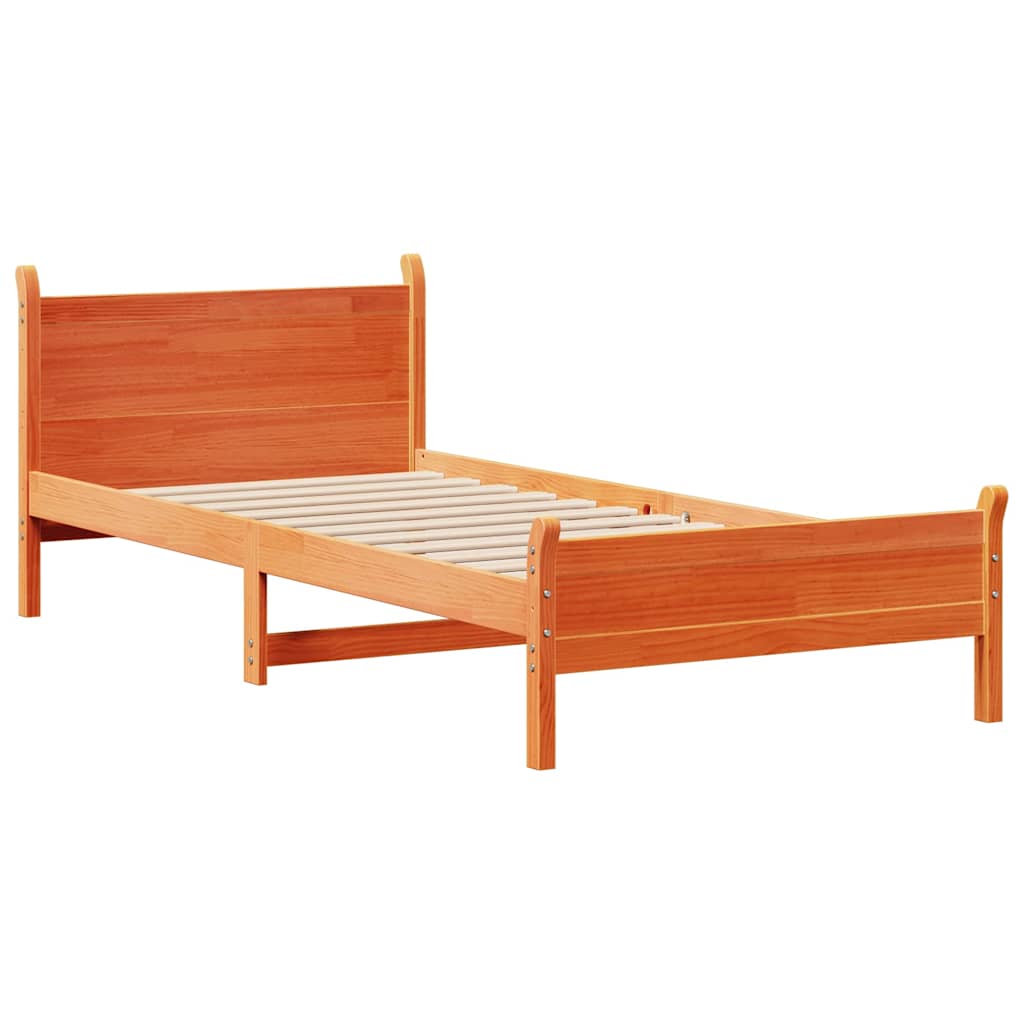 Vidaxl Bed Frame Without Mattress, Waxed Brown, 100X200 Cm, Solid Pine