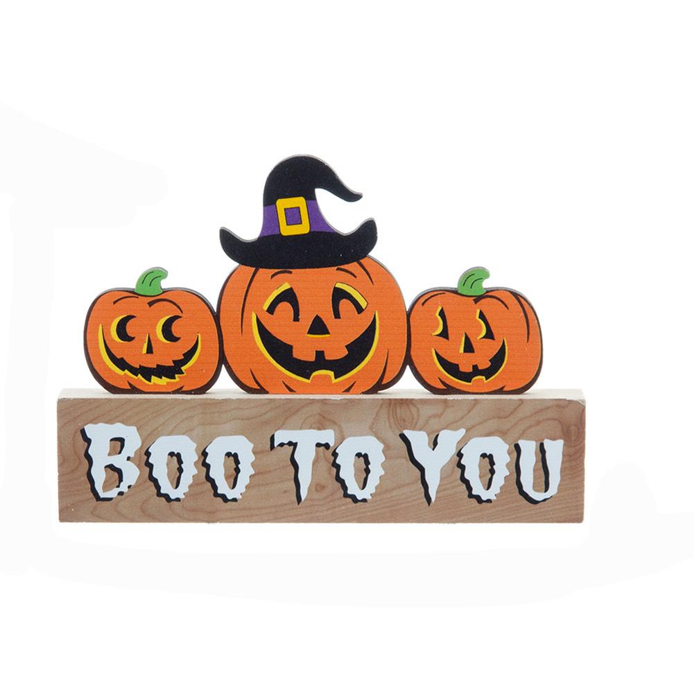 Halloween Table Decor Wooden Centerpiece Signs Happy Halloween Trick Or Treat Boo