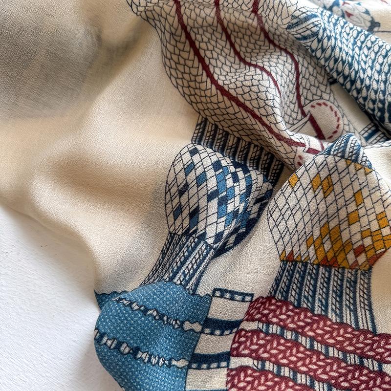 Women's Fashion High-end Cotton and Linen Feel Scarf Korean Thin Spring and Summer Retro Temperament Travel Photo Decorative Shawl