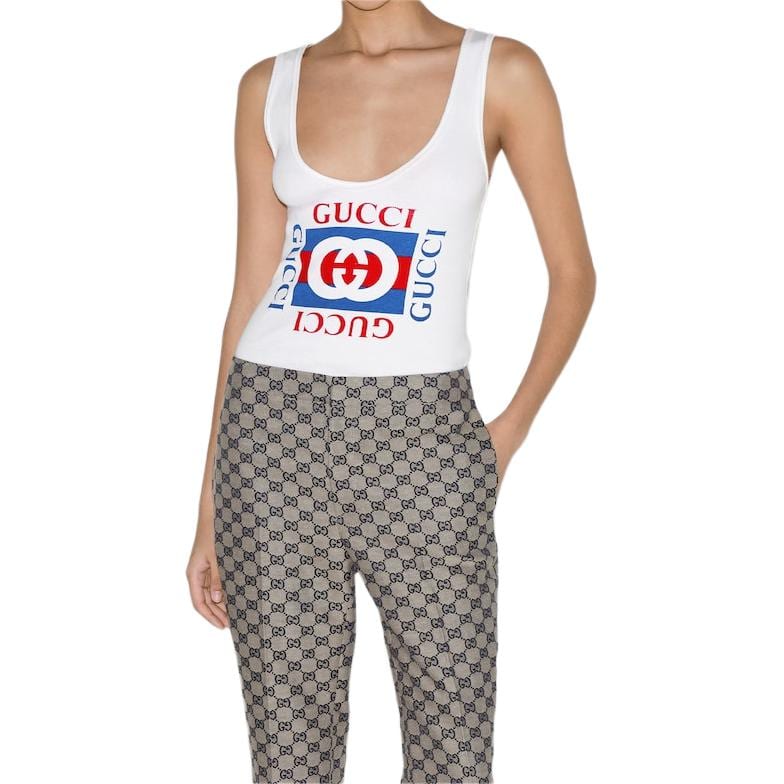 Gucci Rib Cotton GUCCI Print Tank Top White 790344-XJGL4-9474