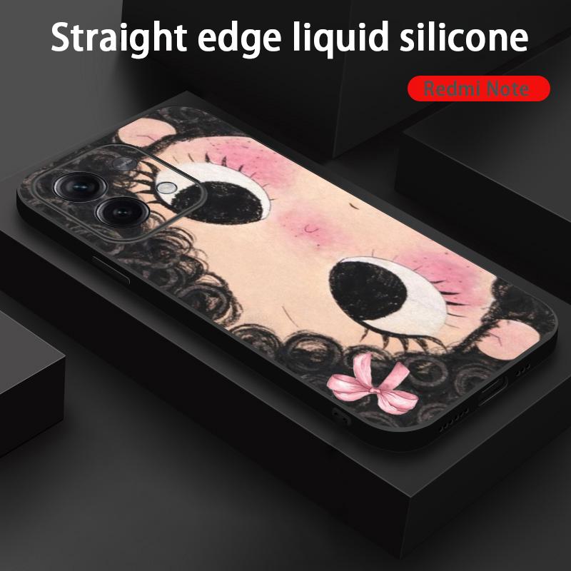 Cute girl cartoon big eye design Phone Case For Redmi Note 14 13 12 11 Pro Plus S 5G 14C A3 Soft Black Phone Cover