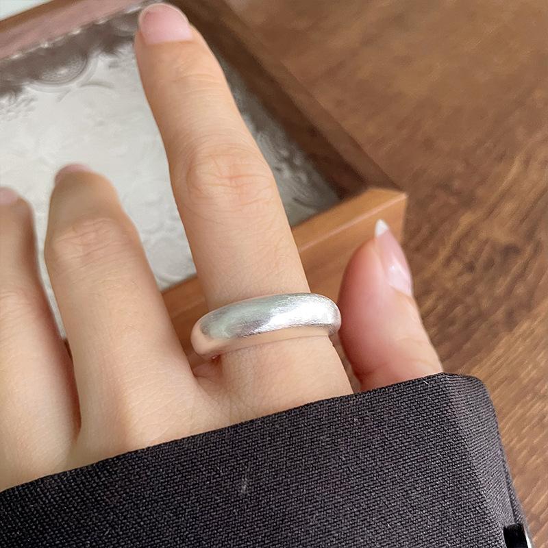 Retro Frosted  Sterling Silver Adjustable Open Ring for Women Punk Gothic Edgy  Vintage Accessories Gift for Girls