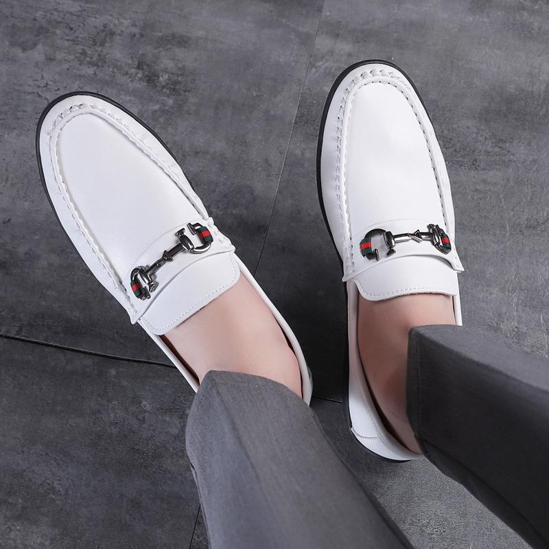 Spring Soft Leather Men's Business Casual Slip-On Shoes with British Fashion Summer Style