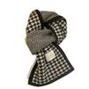 Korean Retro Red Houndstooth Wool Scarf: Warm Winter Knit for Women