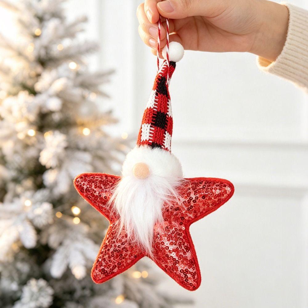 Sequined Fabric Christmas Gnome Ornament Hanging Star Gnome Decoration Christmas Tree Decor
