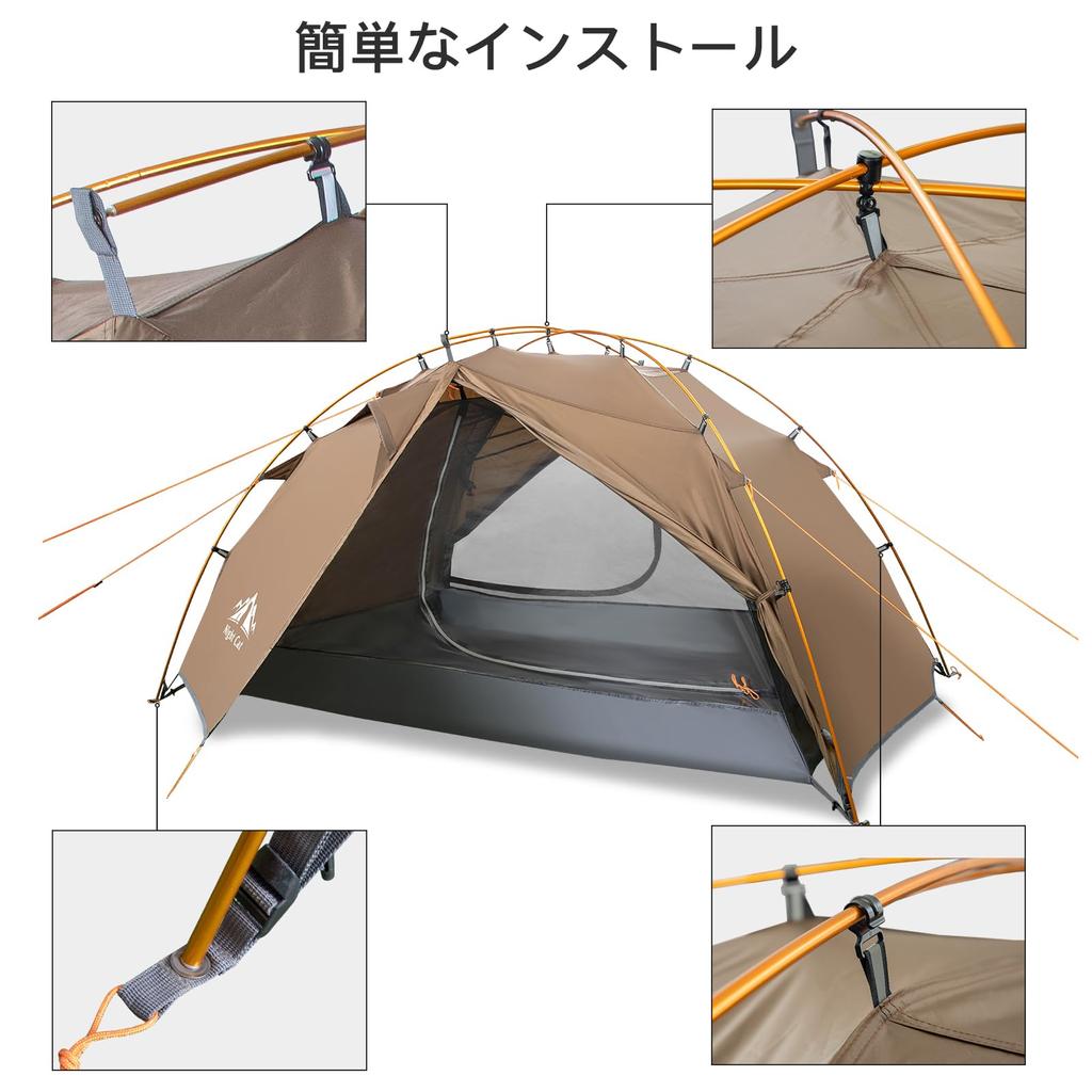 Night Cat Backpacking Tent 2 Person Easy Setup Camping Tent Rainfly Aluminum Pole 2 Layers 2 Doors Waterproof Lightweight Compact x ft 7.2 4.6