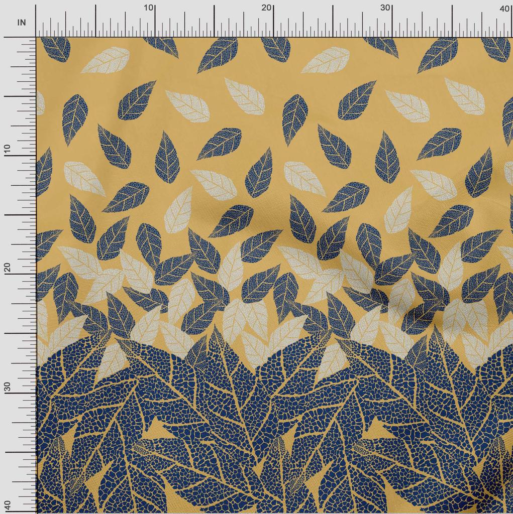 oneOone Cotton Flex Grayish Blue Fabric Leaves Panel Quilting Supplies Print Sewing Fabric By The Yard 40 Inch