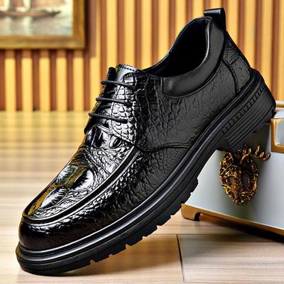 2024 New Men's Business Leather Shoes Crocodile Pattern Casual Leather Shoes Wear-resistant Casual Single Shoes Men's Leather Shoes a Generation